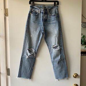 Levi’s Straight Leg Destroyed Light Wash Jeans